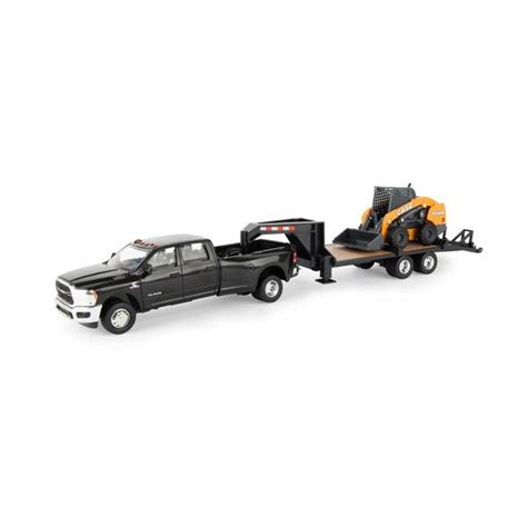 3500 and skid steer on gooseneck|Amazon.com: Case IH1/32 Big Farm Ram Dually Quad Cab with .